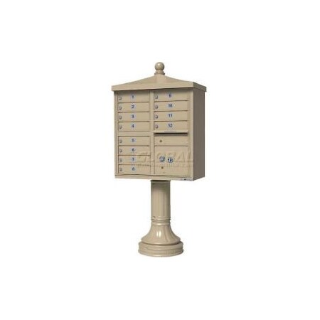 Florence Mfg Co Vital Cluster Box Unit w/Vogue Traditional Accessories, 12 Unit & 1 Parcel Locker, Sandstone 1570-12V2SD